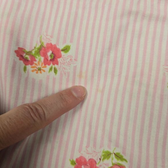 Vintage Cannon Monticello Floral Pillowcase Striped Pink White Cottagecore Lace - Picture 12 of 12
